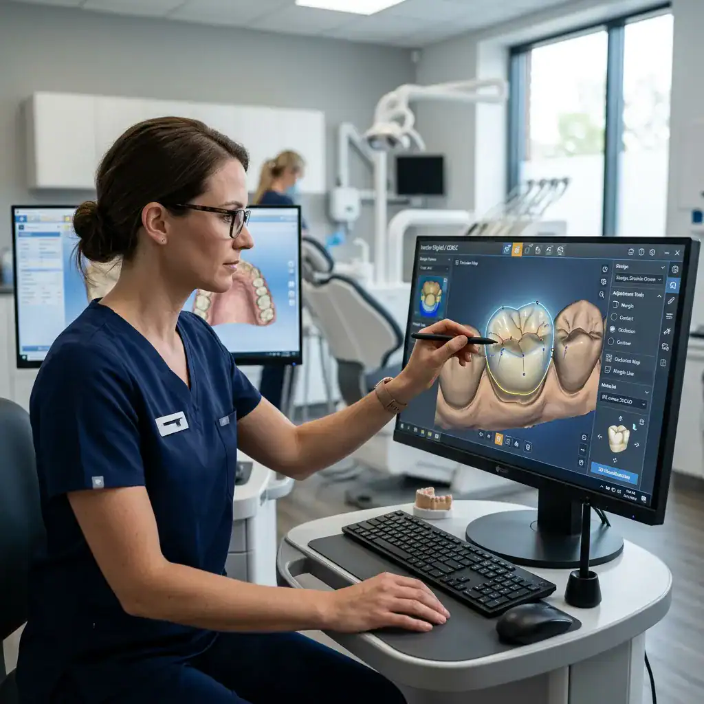 Handheld dental scanner capturing 3D image of teeth