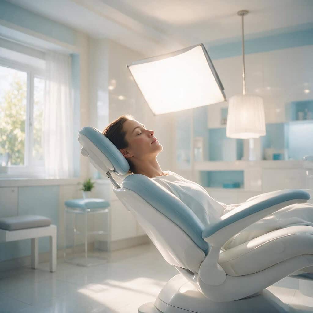 Relaxed, comfortable patient during sedation dentistry at The Harmony Dental Group in Norwalk, CT
