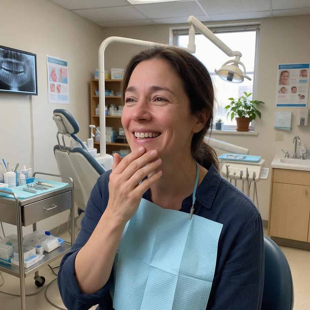 A patient relieved and comfortable after gentle root canal treatment in Norwalk, CT